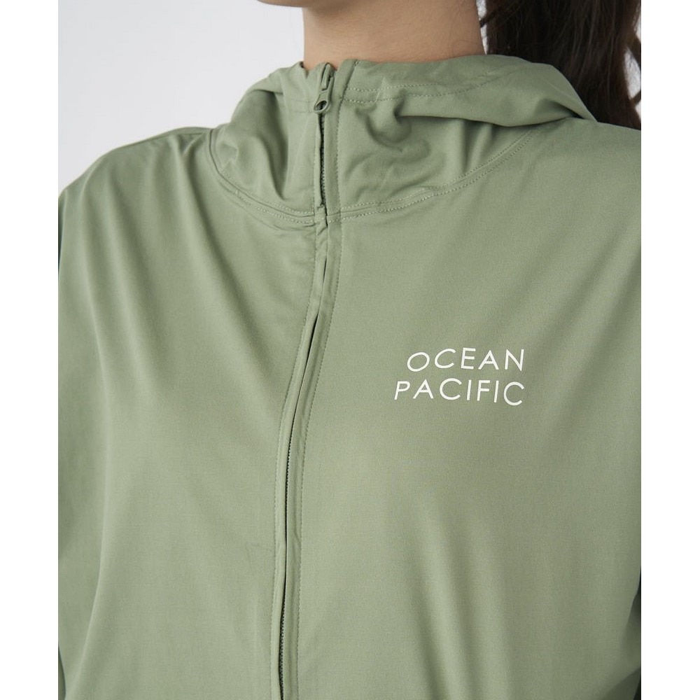 オーシャンパシフィック（Ocean Pacific）（レディース）ラッシュガード 長袖 パーカー PEARTEXラッシュパーカー 523460KHA カーキ