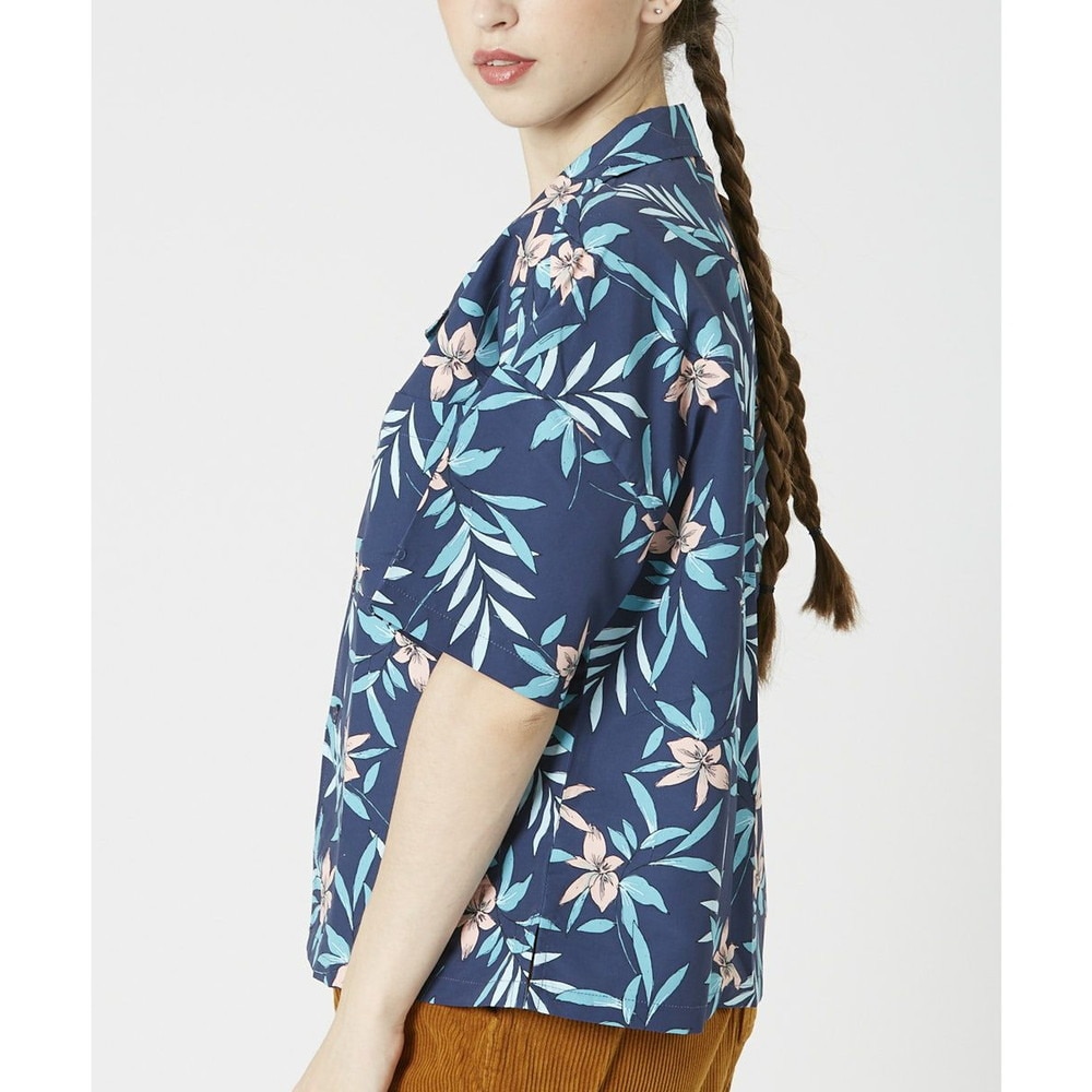 オーシャンパシフィック（Ocean Pacific）（レディース）ラッシュガード 半袖 アロハシャツ UVプロテクト UVカット 紫外線対策 水陸両用 ネイビー 529478-NVY
