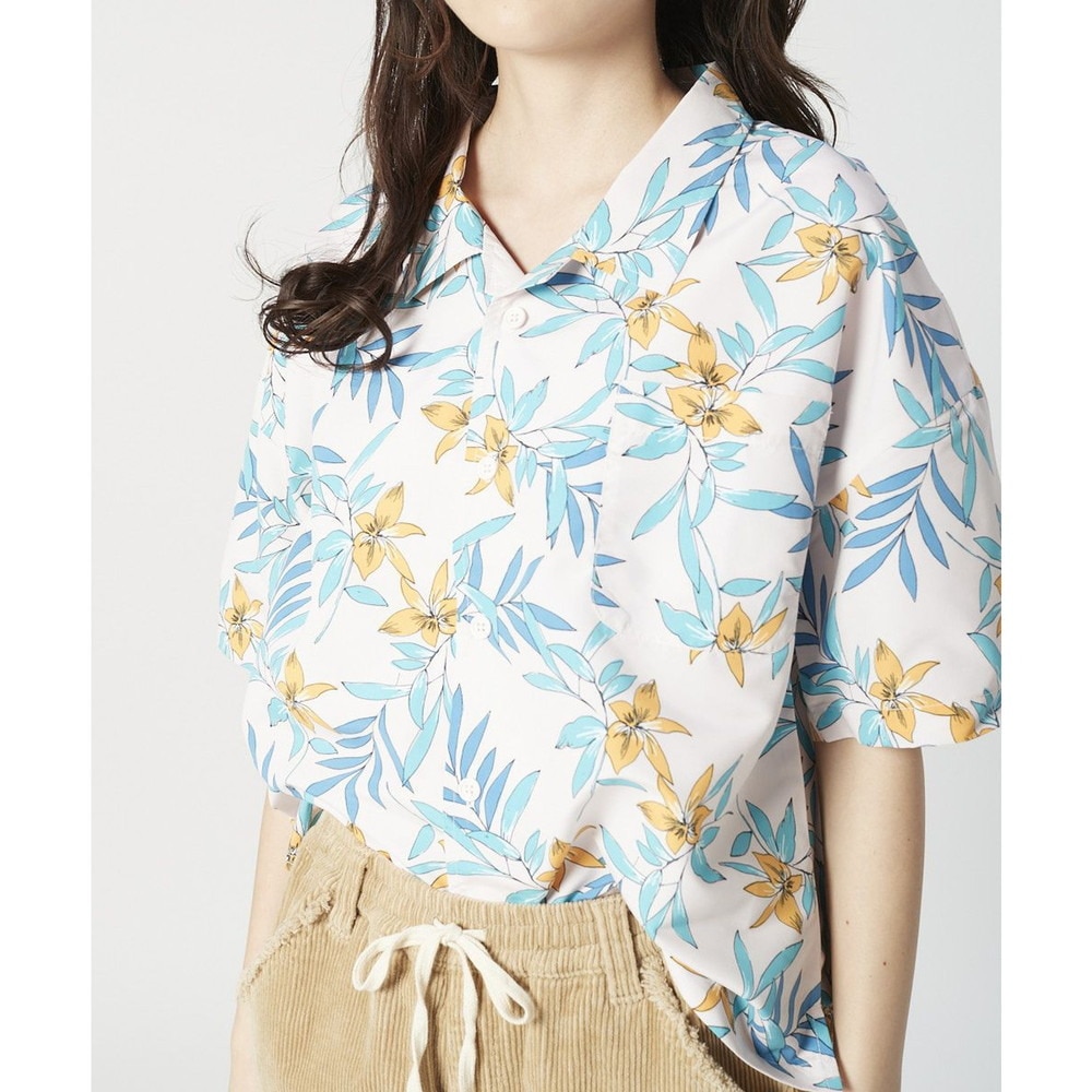 オーシャンパシフィック（Ocean Pacific）（レディース）ラッシュガード 半袖 アロハシャツ UVプロテクト UVカット 紫外線対策 水陸両用 ピンク 529478-PNK