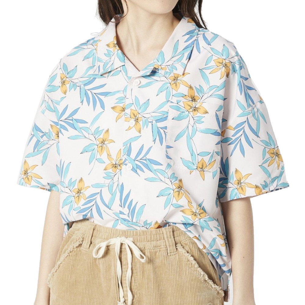 オーシャンパシフィック（Ocean Pacific）（レディース）ラッシュガード 半袖 アロハシャツ UVプロテクト UVカット 紫外線対策 水陸両用 ピンク 529478-PNK