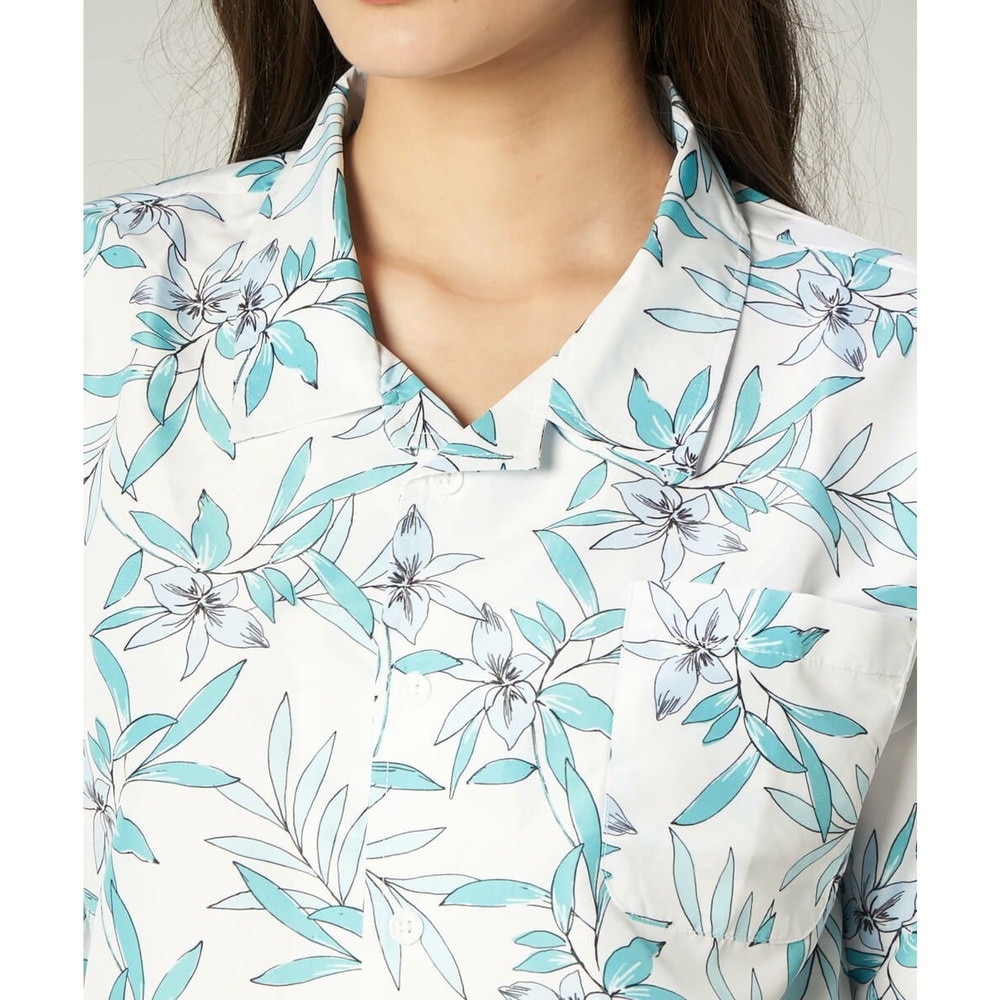オーシャンパシフィック（Ocean Pacific）（レディース）ラッシュガード 半袖 アロハシャツ UVプロテクト UVカット 紫外線対策 水陸両用 ホワイト 529478-WHT