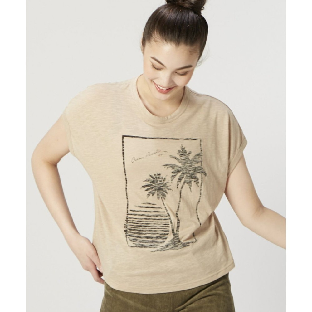 オーシャンパシフィック（Ocean Pacific）（レディース）ラッシュガード 半袖 Tシャツ UVカット 水陸両用 耐塩素加工 ベージュ 520469-BEG