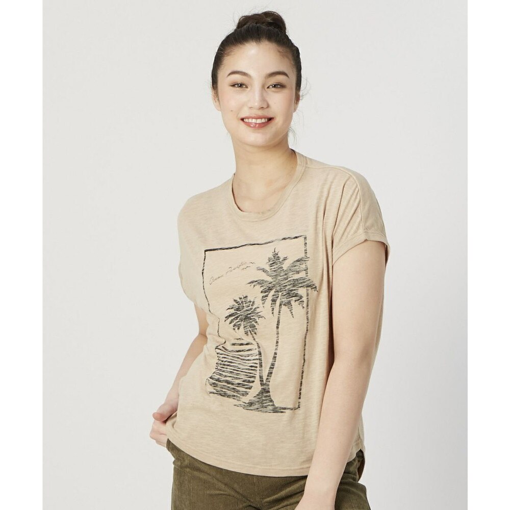 オーシャンパシフィック（Ocean Pacific）（レディース）ラッシュガード 半袖 Tシャツ UVカット 水陸両用 耐塩素加工 ベージュ 520469-BEG
