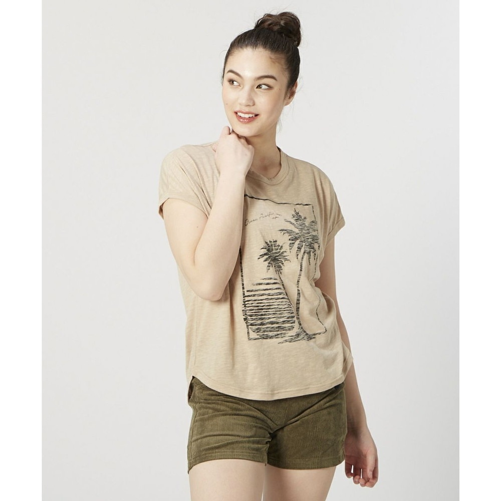 オーシャンパシフィック（Ocean Pacific）（レディース）ラッシュガード 半袖 Tシャツ UVカット 水陸両用 耐塩素加工 ベージュ 520469-BEG