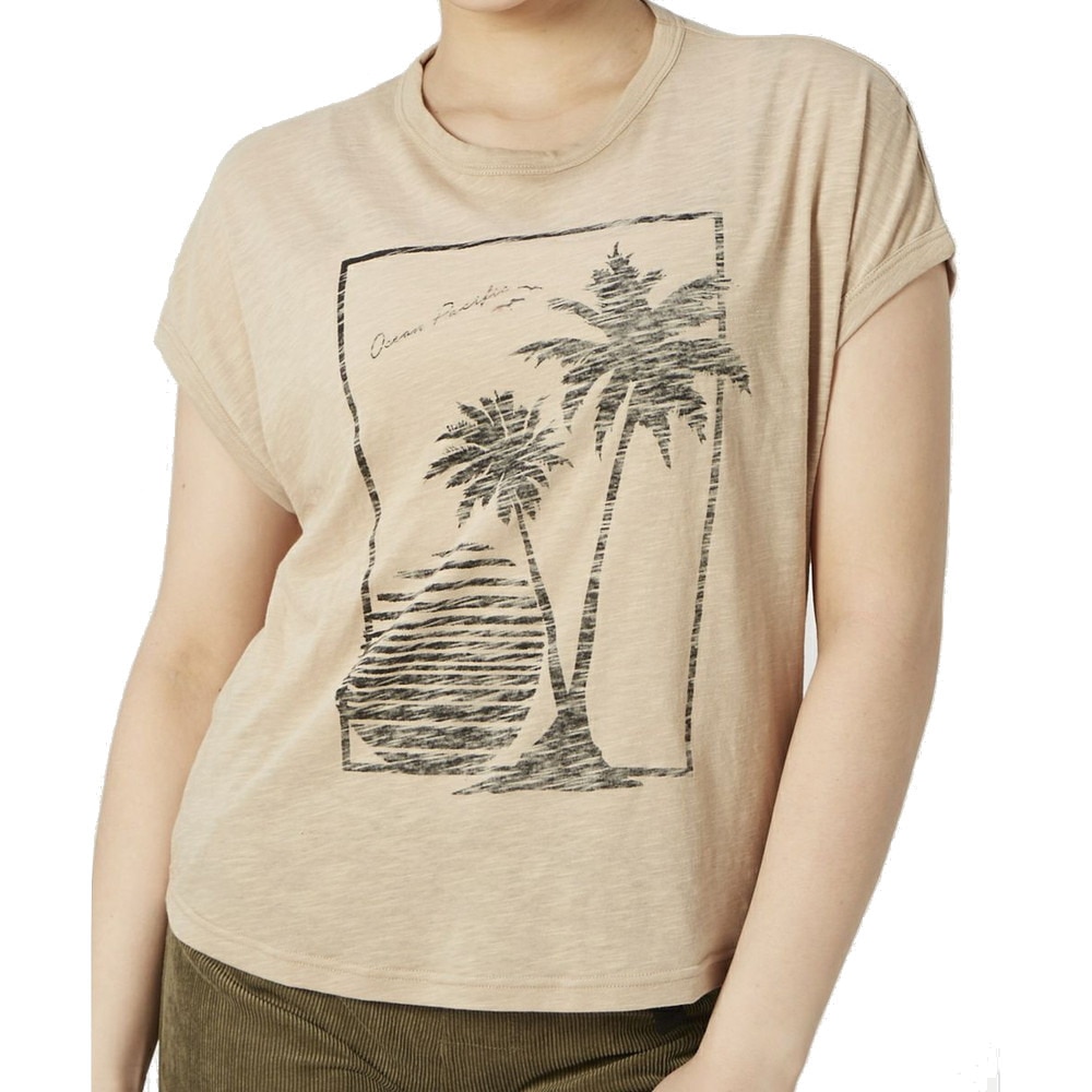 オーシャンパシフィック（Ocean Pacific）（レディース）ラッシュガード 半袖 Tシャツ UVカット 水陸両用 耐塩素加工 ベージュ 520469-BEG