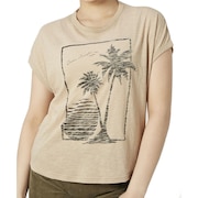 (レディース)ラッシュガード 半袖 Tシャツ UVカット 水陸両用 耐塩素加工 ベージュ 520469-BEG