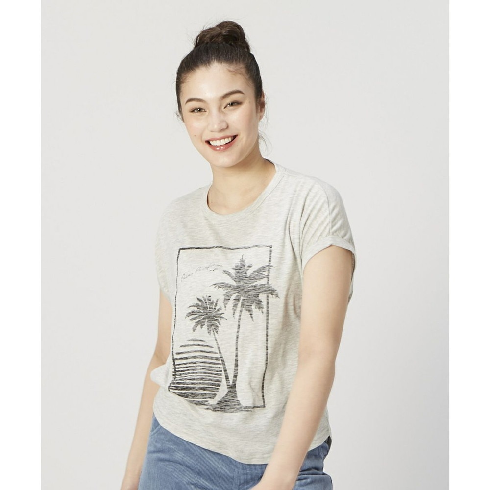 オーシャンパシフィック（Ocean Pacific）（レディース）ラッシュガード 半袖 Tシャツ UVカット 水陸両用 耐塩素加工 グレー 520469-GRY