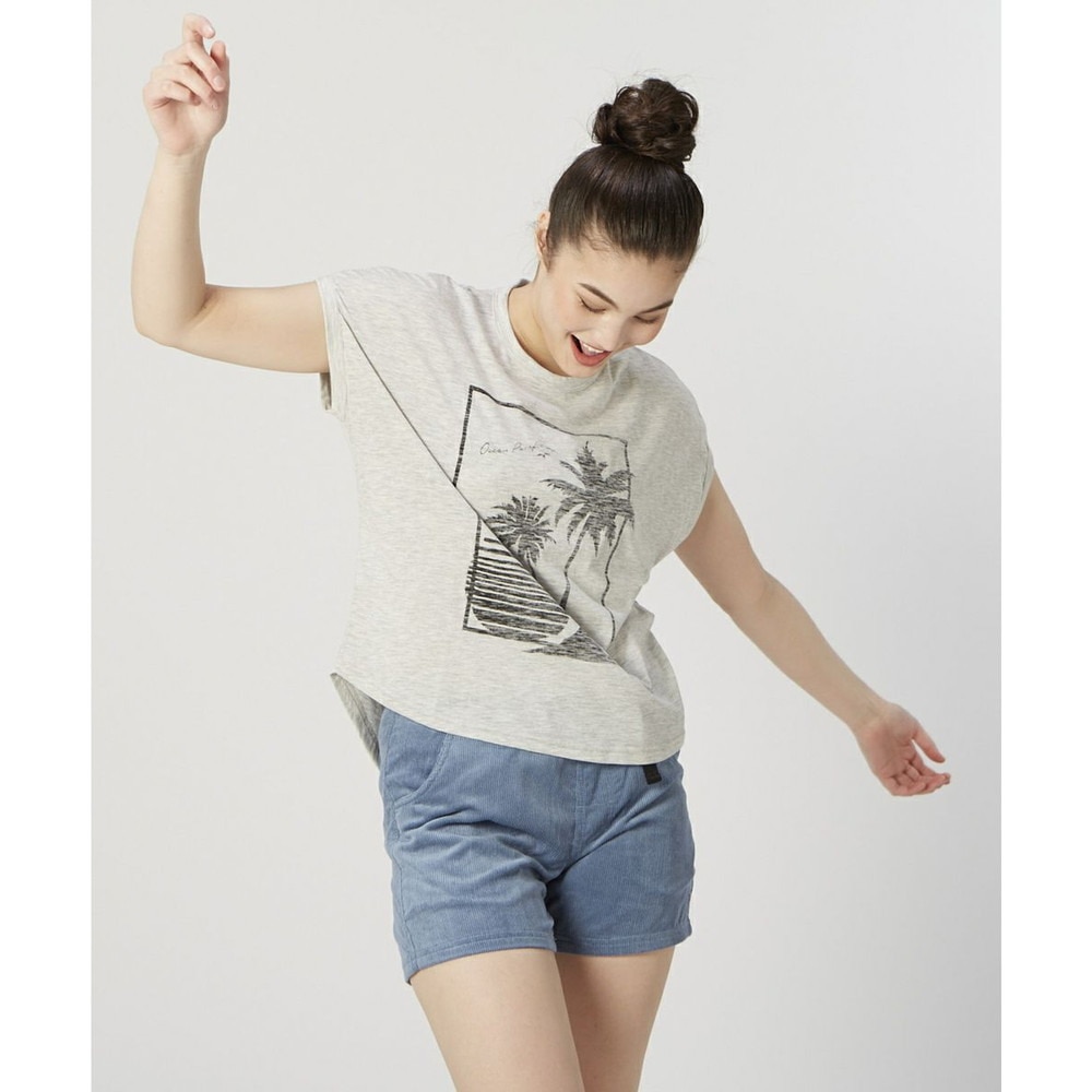 オーシャンパシフィック（Ocean Pacific）（レディース）ラッシュガード 半袖 Tシャツ UVカット 水陸両用 耐塩素加工 グレー 520469-GRY