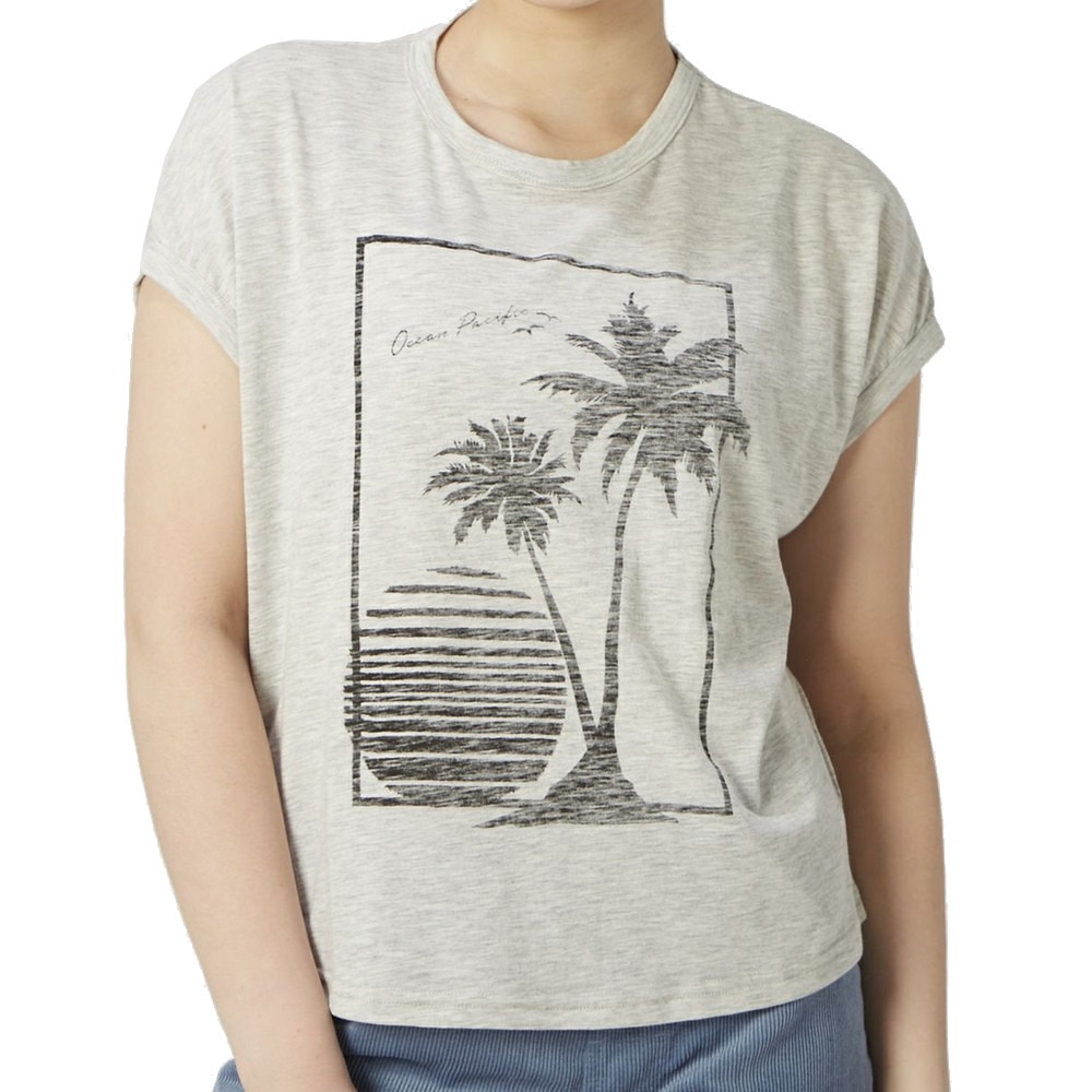 オーシャンパシフィック（Ocean Pacific）（レディース）ラッシュガード 半袖 Tシャツ UVカット 水陸両用 耐塩素加工 グレー 520469-GRY