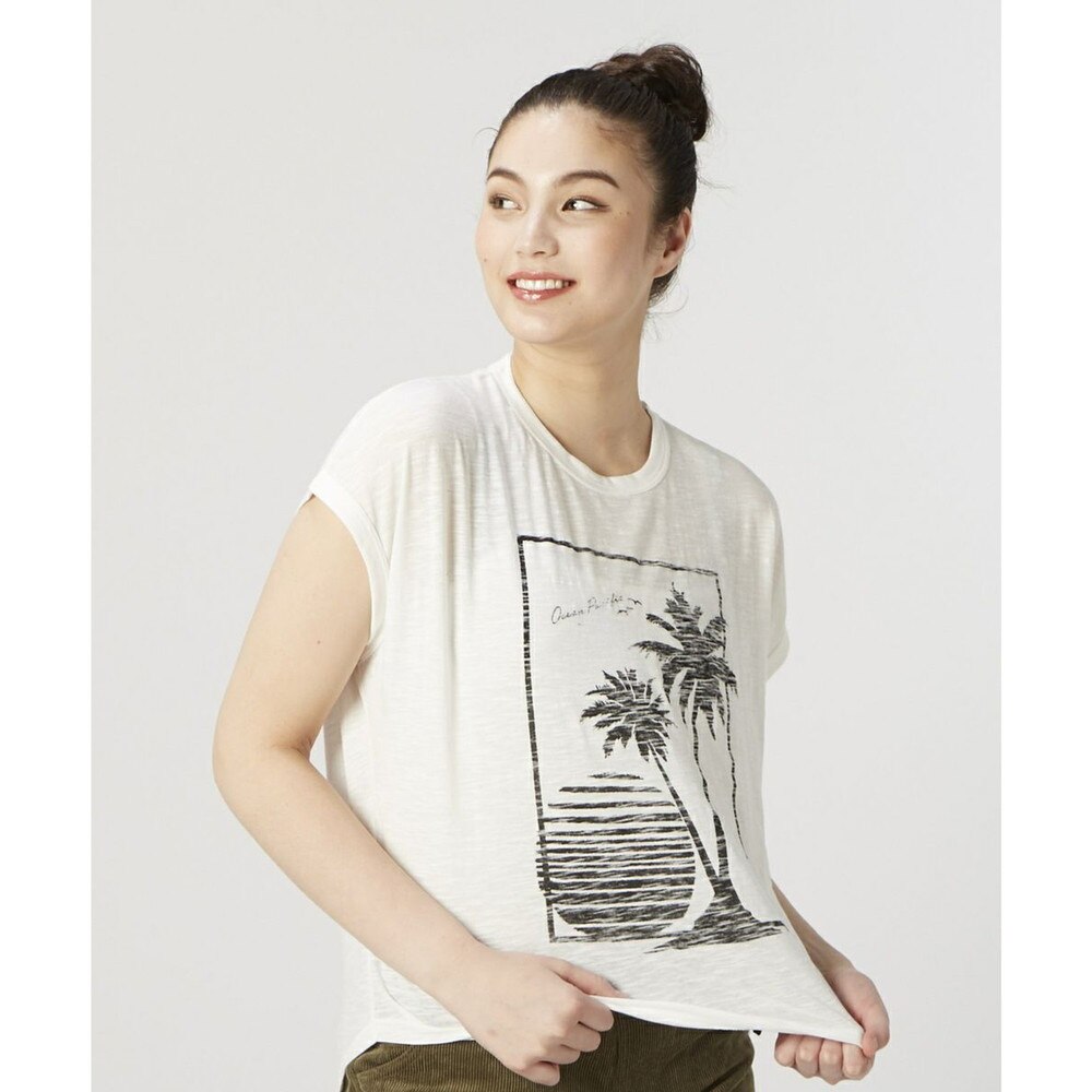 オーシャンパシフィック（Ocean Pacific）（レディース）ラッシュガード 半袖 Tシャツ UVカット 水陸両用 耐塩素加工 ホワイト 520469-WHT