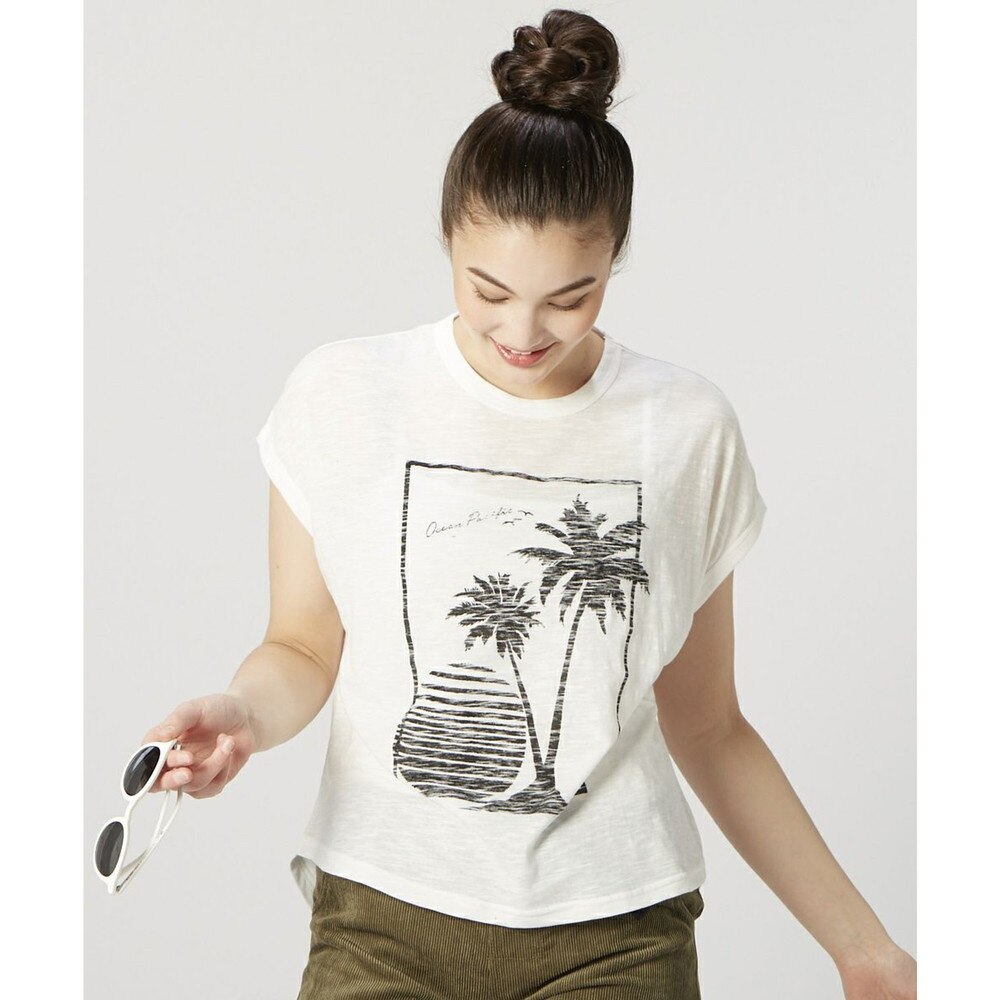 オーシャンパシフィック（Ocean Pacific）（レディース）ラッシュガード 半袖 Tシャツ UVカット 水陸両用 耐塩素加工 ホワイト 520469-WHT