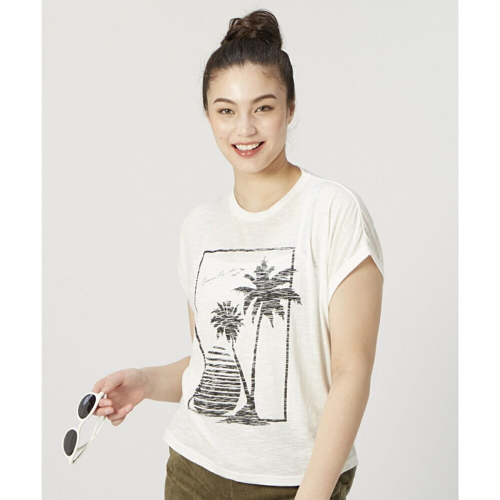 オーシャンパシフィック（Ocean Pacific）（レディース）ラッシュガード 半袖 Tシャツ UVカット 水陸両用 耐塩素加工 ホワイト 520469-WHT