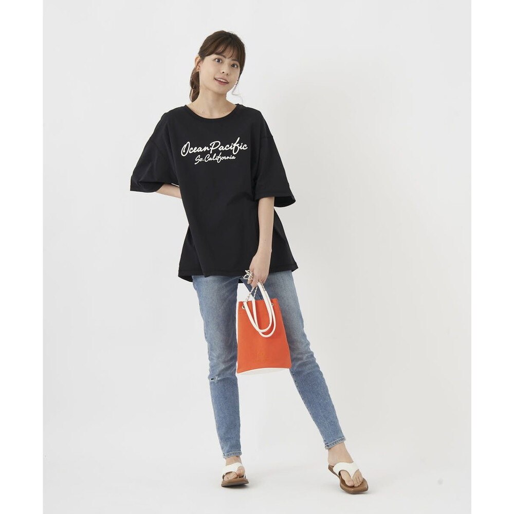 オーシャンパシフィック（Ocean Pacific）（レディース）ラッシュガード 半袖 Tシャツ UVカット 紫外線対策 水陸両用 速乾 チャコールグレー 522443-CHA