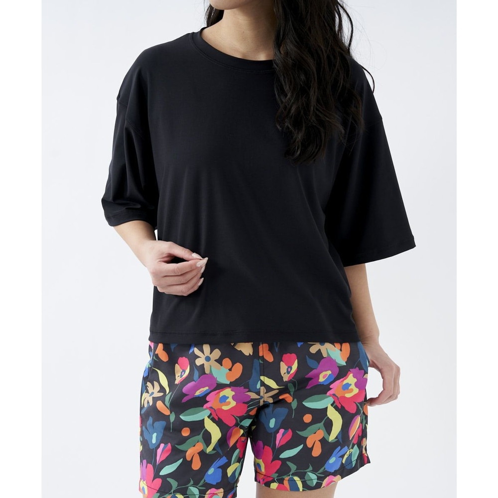 オーシャンパシフィック（Ocean Pacific）（レディース）ラッシュガード 半袖 Tシャツ ワイド 体型カバー ブラック 522469-BLK