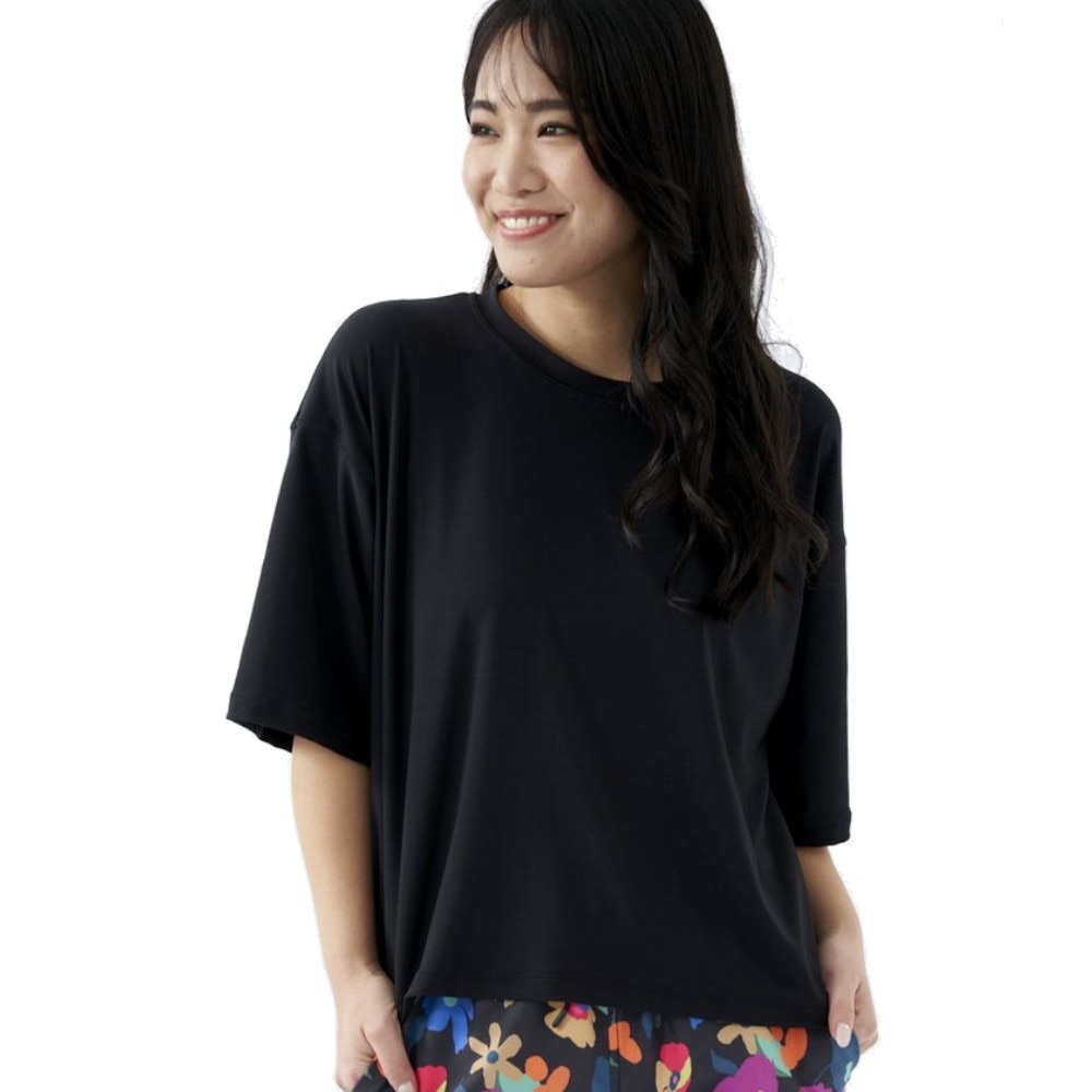 オーシャンパシフィック（Ocean Pacific）（レディース）ラッシュガード 半袖 Tシャツ ワイド 体型カバー ブラック 522469-BLK