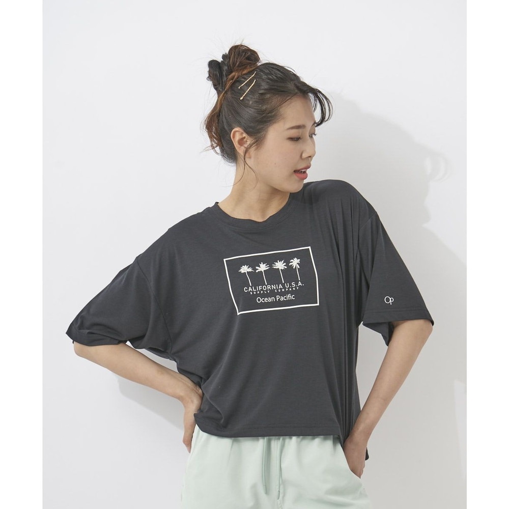 オーシャンパシフィック（Ocean Pacific）（レディース）ラッシュガード 半袖 Tシャツ ハイブリット 水陸両用 ブラック 522494-BLK