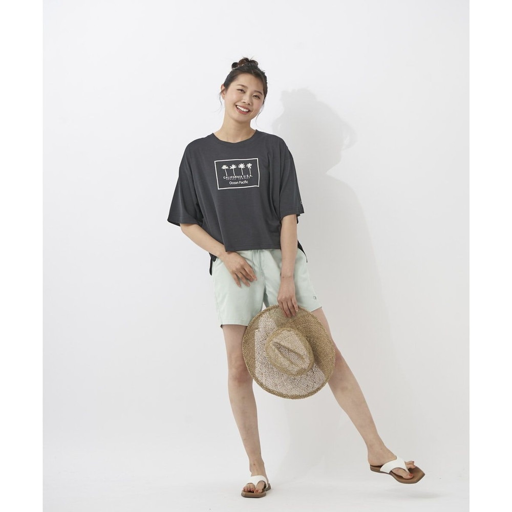 オーシャンパシフィック（Ocean Pacific）（レディース）ラッシュガード 半袖 Tシャツ ハイブリット 水陸両用 ブラック 522494-BLK