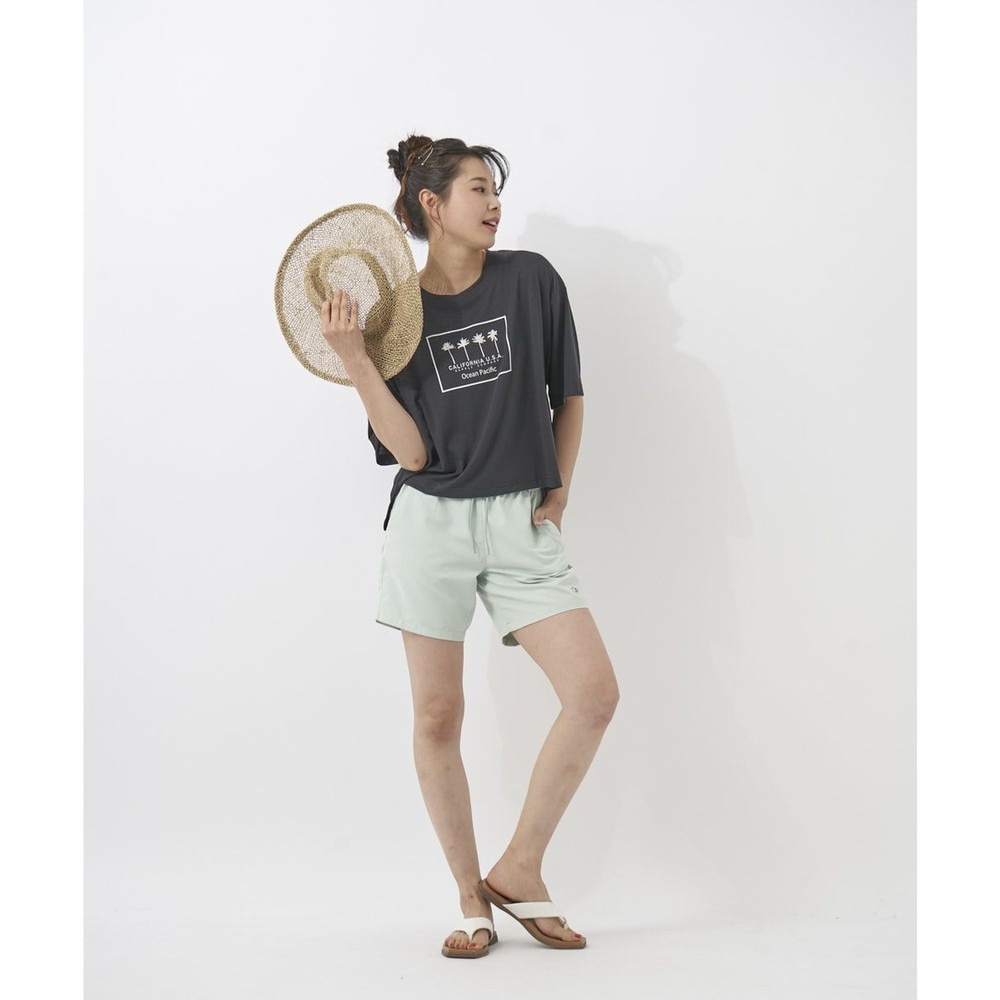 オーシャンパシフィック（Ocean Pacific）（レディース）ラッシュガード 半袖 Tシャツ ハイブリット 水陸両用 ブラック 522494-BLK