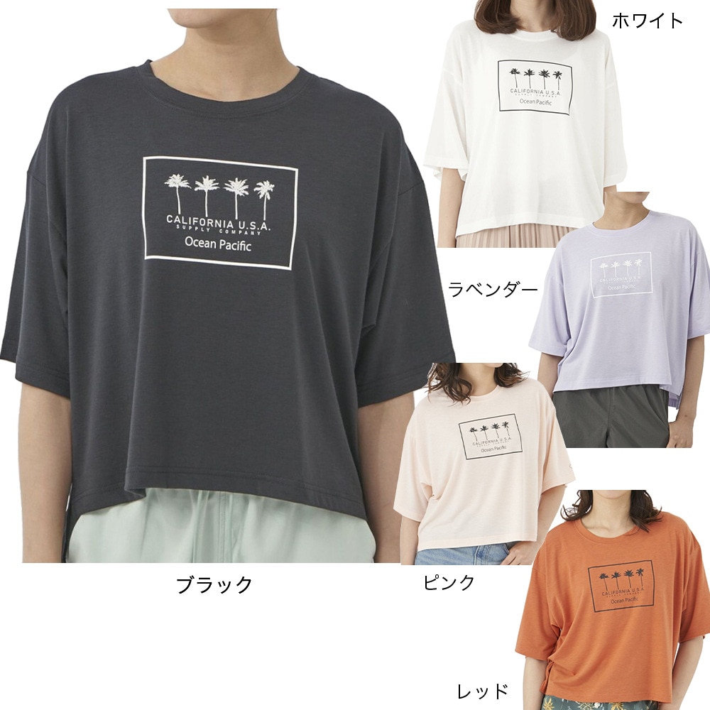 オーシャンパシフィック（Ocean Pacific）（レディース）ラッシュガード 半袖 Tシャツ ハイブリット 水陸両用 レッド 522494-RED
