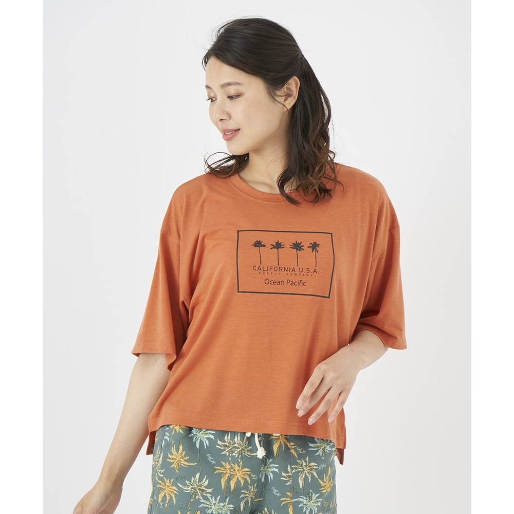 オーシャンパシフィック（Ocean Pacific）（レディース）ラッシュガード 半袖 Tシャツ ハイブリット 水陸両用 レッド 522494-RED