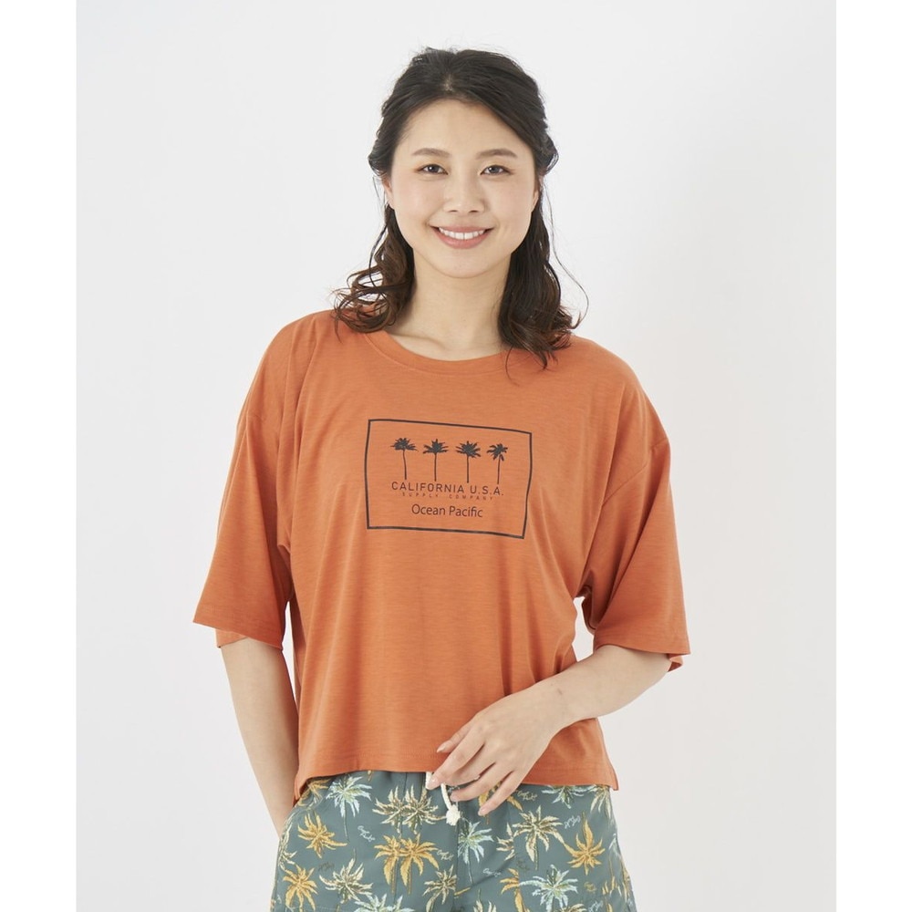 オーシャンパシフィック（Ocean Pacific）（レディース）ラッシュガード 半袖 Tシャツ ハイブリット 水陸両用 レッド 522494-RED