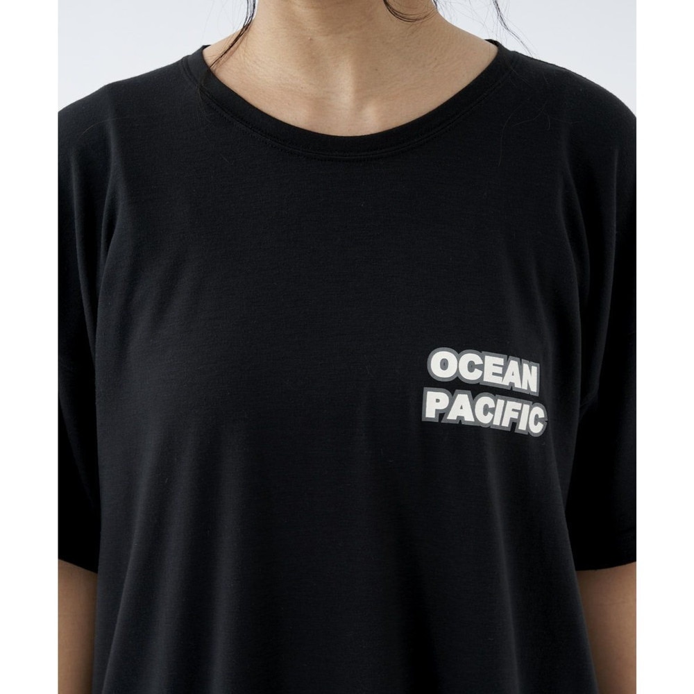 オーシャンパシフィック（Ocean Pacific）（レディース）ラッシュガード 半袖 Tシャツ ハイブリット 水陸両用 体型カバー ブラック 522495-BLK