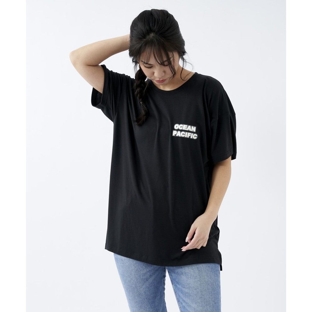 オーシャンパシフィック（Ocean Pacific）（レディース）ラッシュガード 半袖 Tシャツ ハイブリット 水陸両用 体型カバー ブラック 522495-BLK