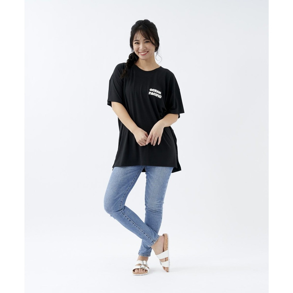 オーシャンパシフィック（Ocean Pacific）（レディース）ラッシュガード 半袖 Tシャツ ハイブリット 水陸両用 体型カバー ブラック 522495-BLK