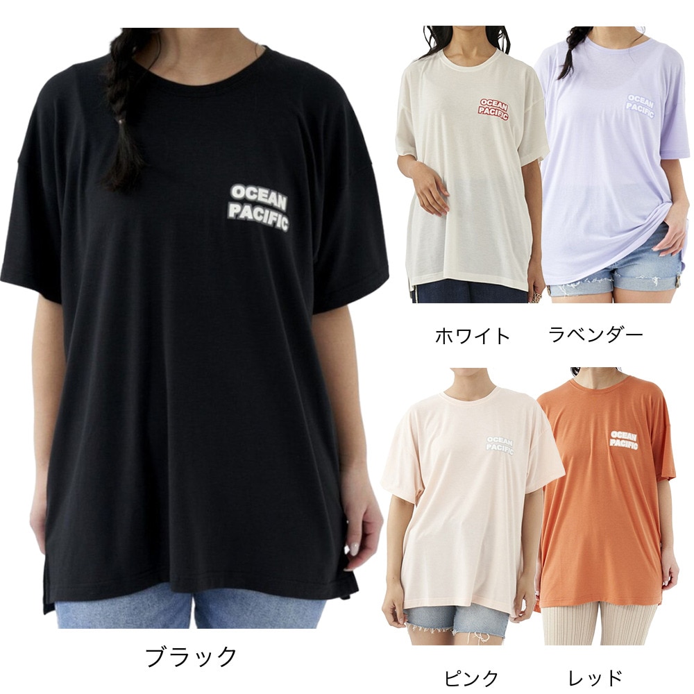 オーシャンパシフィック（Ocean Pacific）（レディース）ラッシュガード 半袖 Tシャツ ハイブリット 水陸両用 体型カバー ブラック 522495-BLK