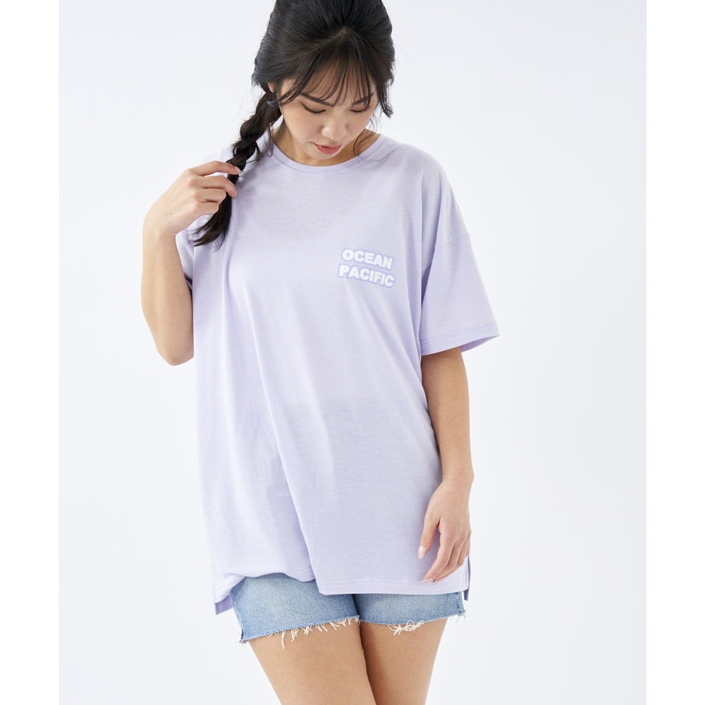 オーシャンパシフィック（Ocean Pacific）（レディース）ラッシュガード 半袖 Tシャツ ハイブリット 水陸両用 体型カバー ラベンダー 522495-LAV