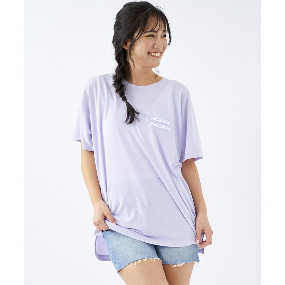 オーシャンパシフィック（Ocean Pacific）（レディース）ラッシュガード 半袖 Tシャツ ハイブリット 水陸両用 体型カバー ラベンダー 522495-LAV