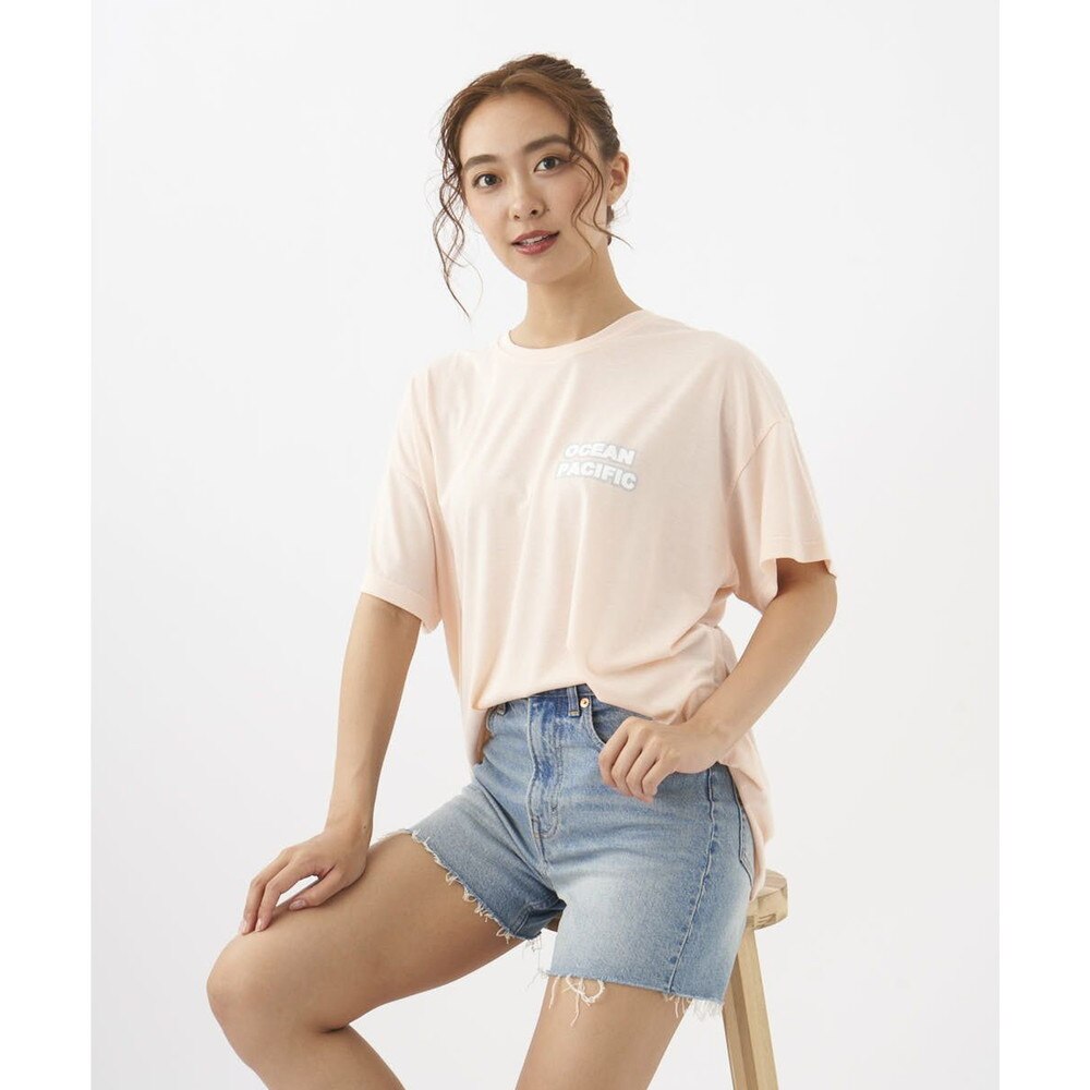 オーシャンパシフィック（Ocean Pacific）（レディース）ラッシュガード 半袖 Tシャツ ハイブリット 水陸両用 体型カバー ピンク 522495-PNK