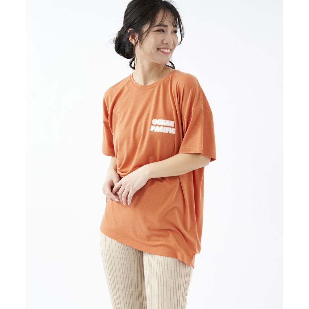 オーシャンパシフィック（Ocean Pacific）（レディース）ラッシュガード 半袖 Tシャツ ハイブリット 水陸両用 体型カバー レッド 522495-RED
