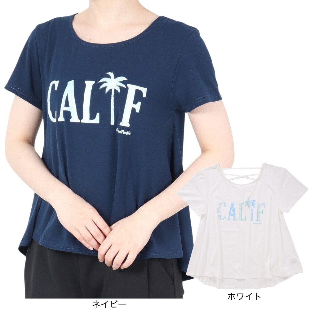 オーシャンパシフィック（Ocean Pacific）（レディース）ラッシュガード 半袖 Tシャツ UVカット 紫外線対策 水陸両用 体型カバー ネイビー 5296601NVS