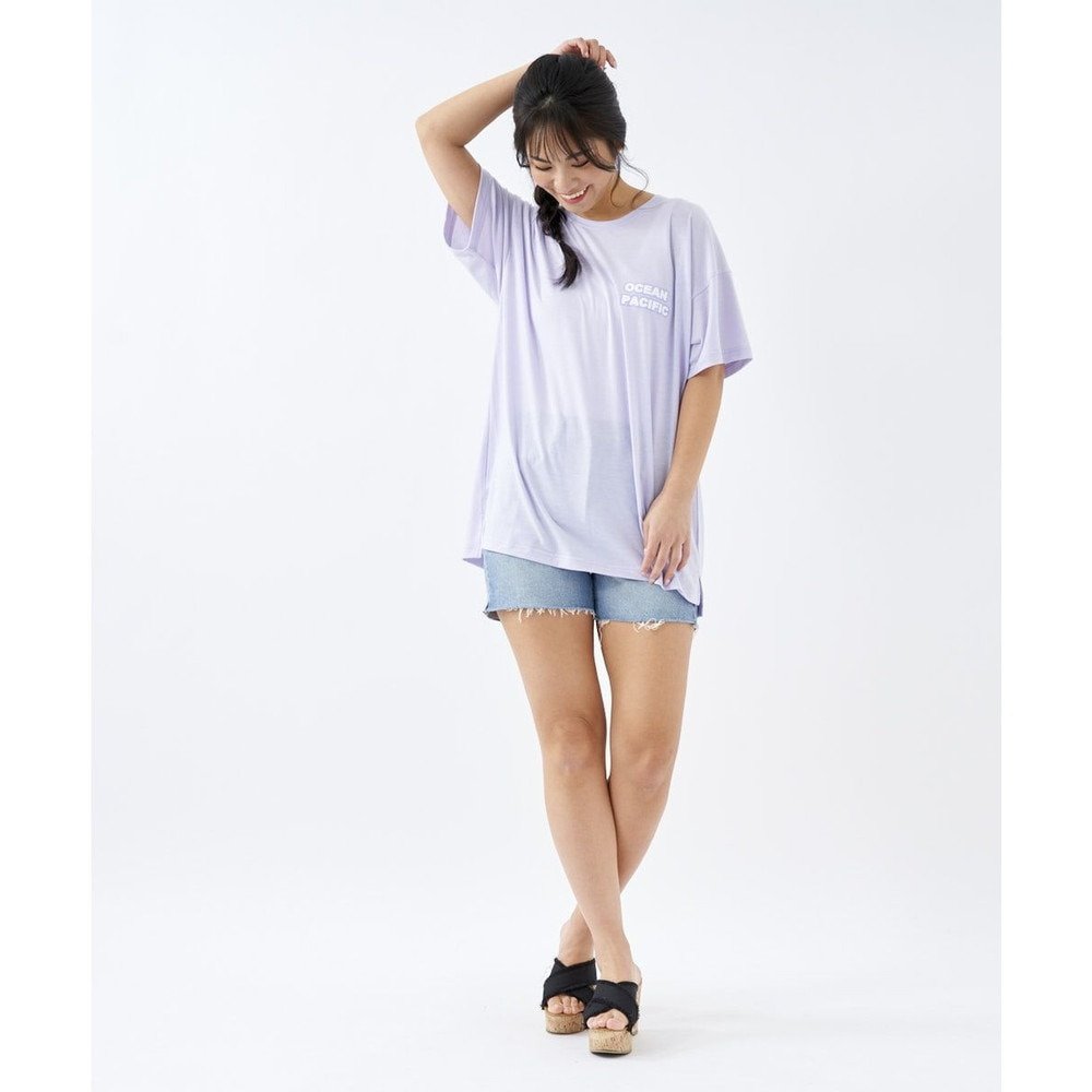 オーシャンパシフィック（Ocean Pacific）（レディース）ラッシュガード 半袖 Tシャツ ハイブリッド 水陸両用 体型カバー ラベンダー 522495-LAV