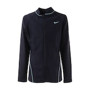 ナイキ（NIKE）（キッズ）ジュニア ガールズラッシュガード スクール水着 フルジップ 長袖 1981907-06 ブルー系 UVカット 日焼け防止 はっ水 吸水 速乾