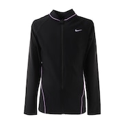 ナイキ（NIKE）（キッズ）ジュニア ガールズラッシュガード 水着 フルジップ 長袖 1981907-12 ブラック パープル UVカット 日焼け防止 はっ水 吸水 速乾
