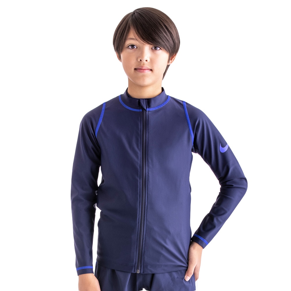 ナイキ（NIKE）（キッズ）スクール水着 ラッシュガード 長袖 フードなし 子供 ジュニア ボーイズ UVカット UPF50+ 紫外線対策 速乾 1991013-10 120 130 140