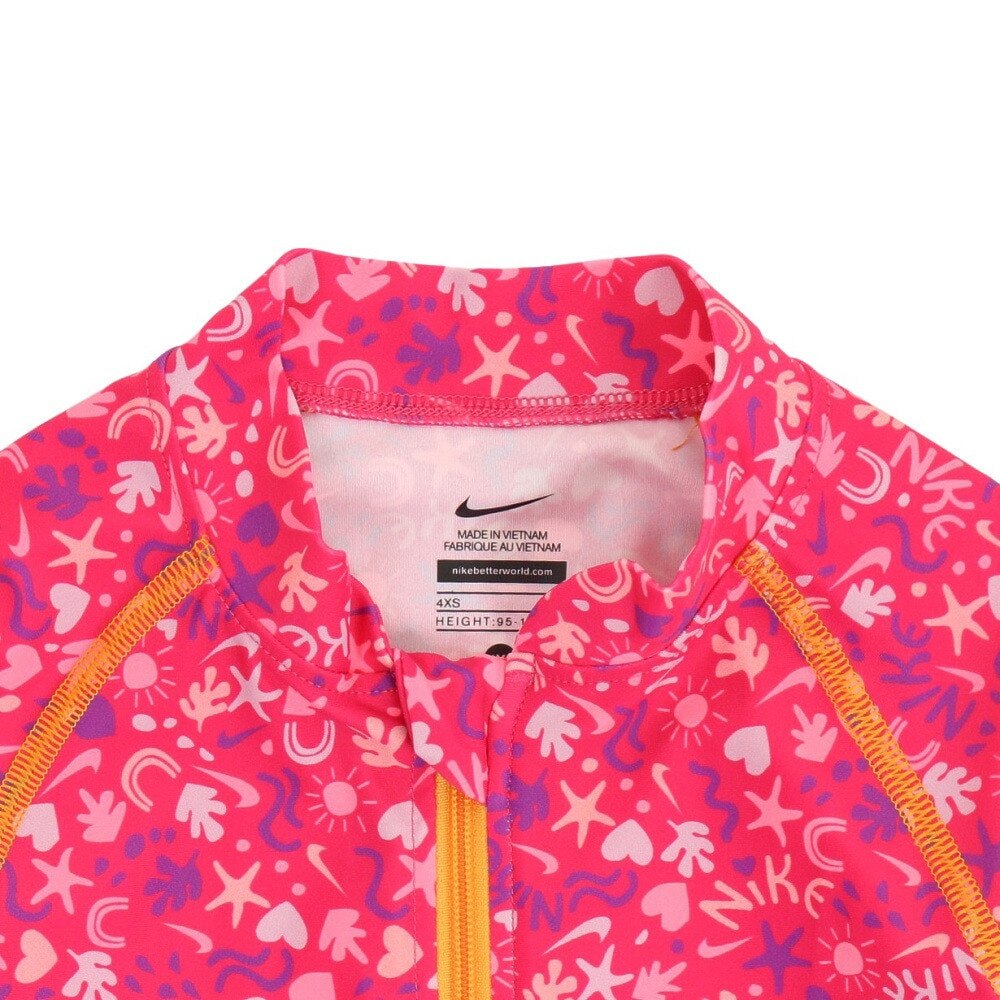 ナイキ（NIKE）（キッズ）水着 ラッシュガード 長袖 フードなし 子供 女の子 ガールズ UVカット UPF50+ 紫外線対策 トドラー 1991033-03 90 100★★★