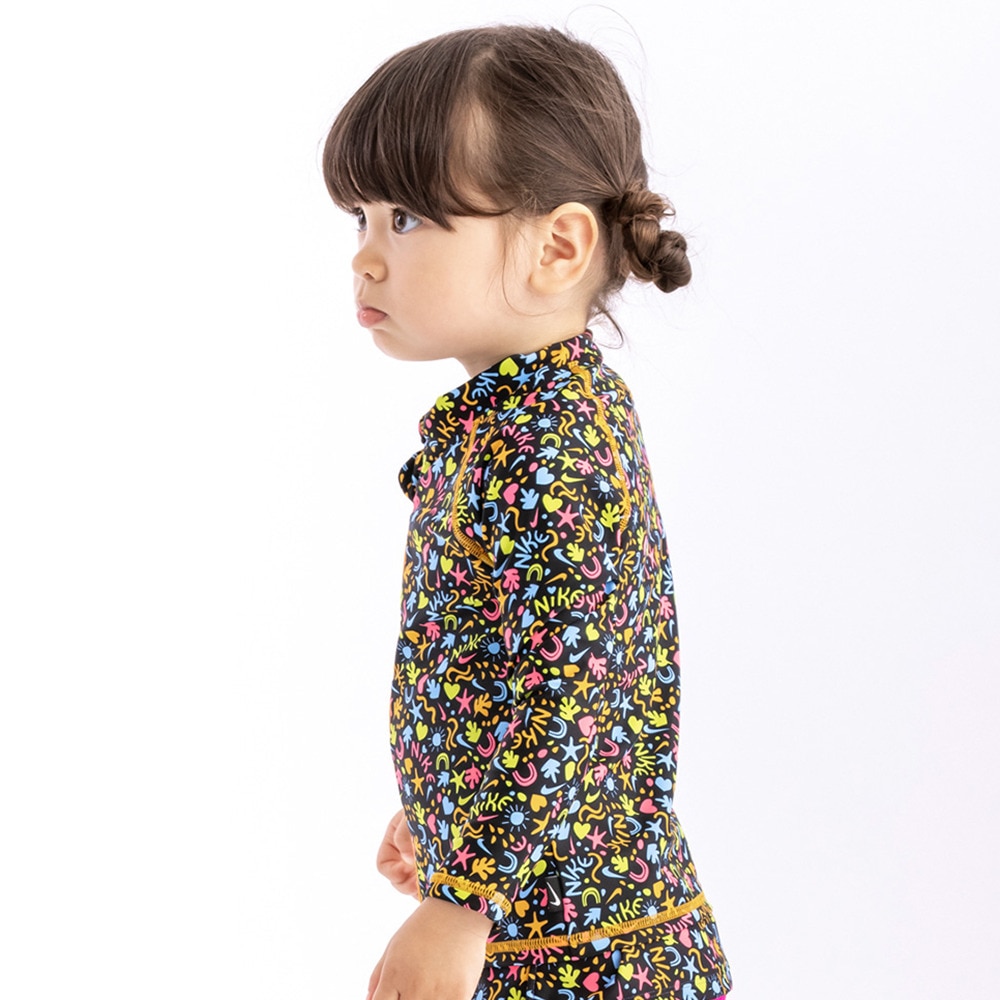 ナイキ（NIKE）（キッズ）水着 ラッシュガード 長袖 フードなし 子供 女の子 ガールズ UVカット UPF50+ 紫外線対策 トドラー  1991033-09 90 100 110 120 | マリン、ウィンタースポーツ用品はヴィクトリア