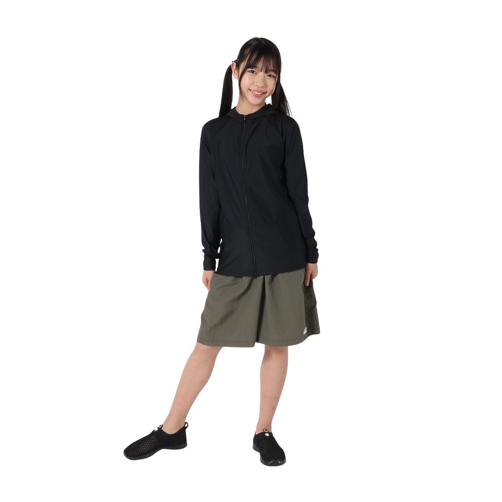 フットマーク（FOOTMARK）（キッズ）ジュニア 水着 ラッシュガード 長袖 パーカー 0242306BLK ブラック