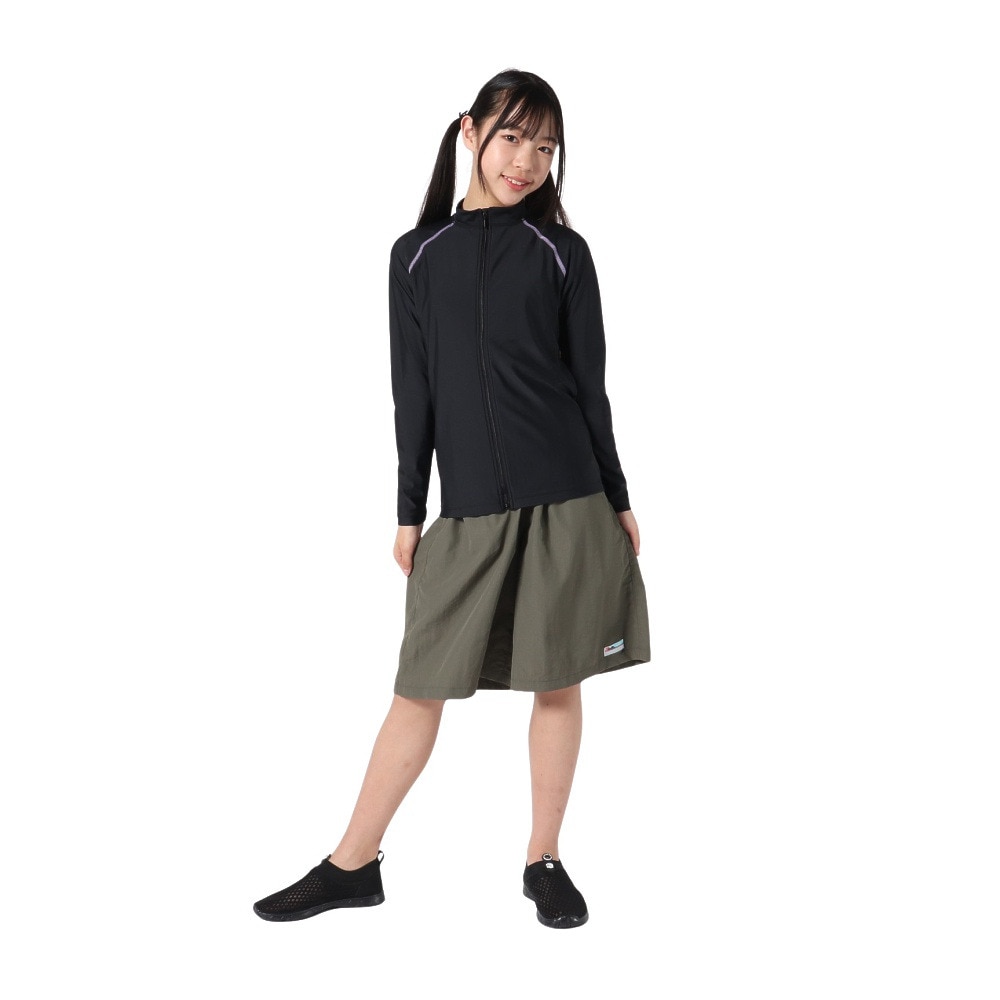 フットマーク（FOOTMARK）（キッズ）ジュニア スクール水着 ラッシュガード 長袖 パーカー 0242307BLK ブラック