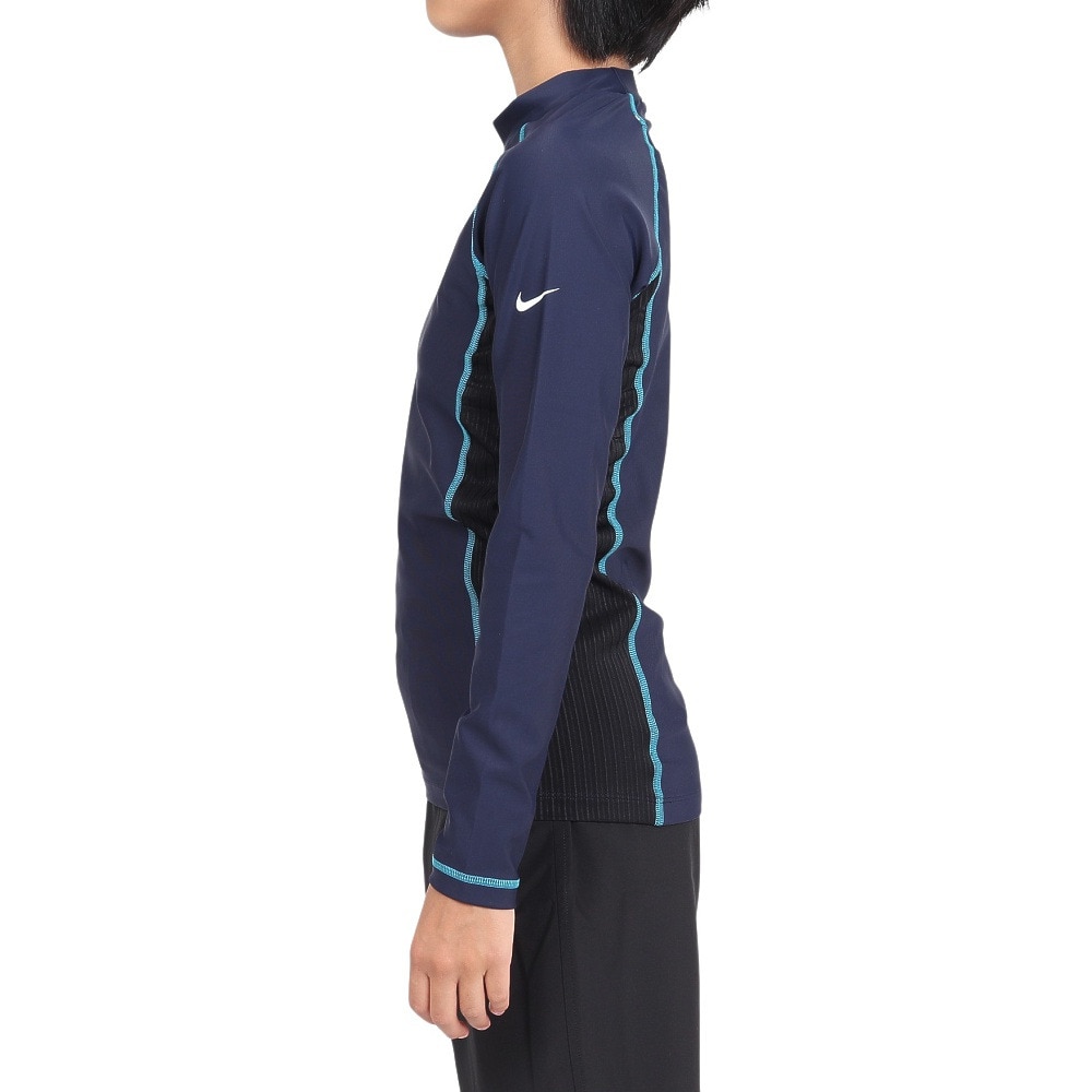 ナイキ（NIKE）（キッズ）ジュニア スクール水着 ラッシュガード 長袖 1991064-06 ネイビー