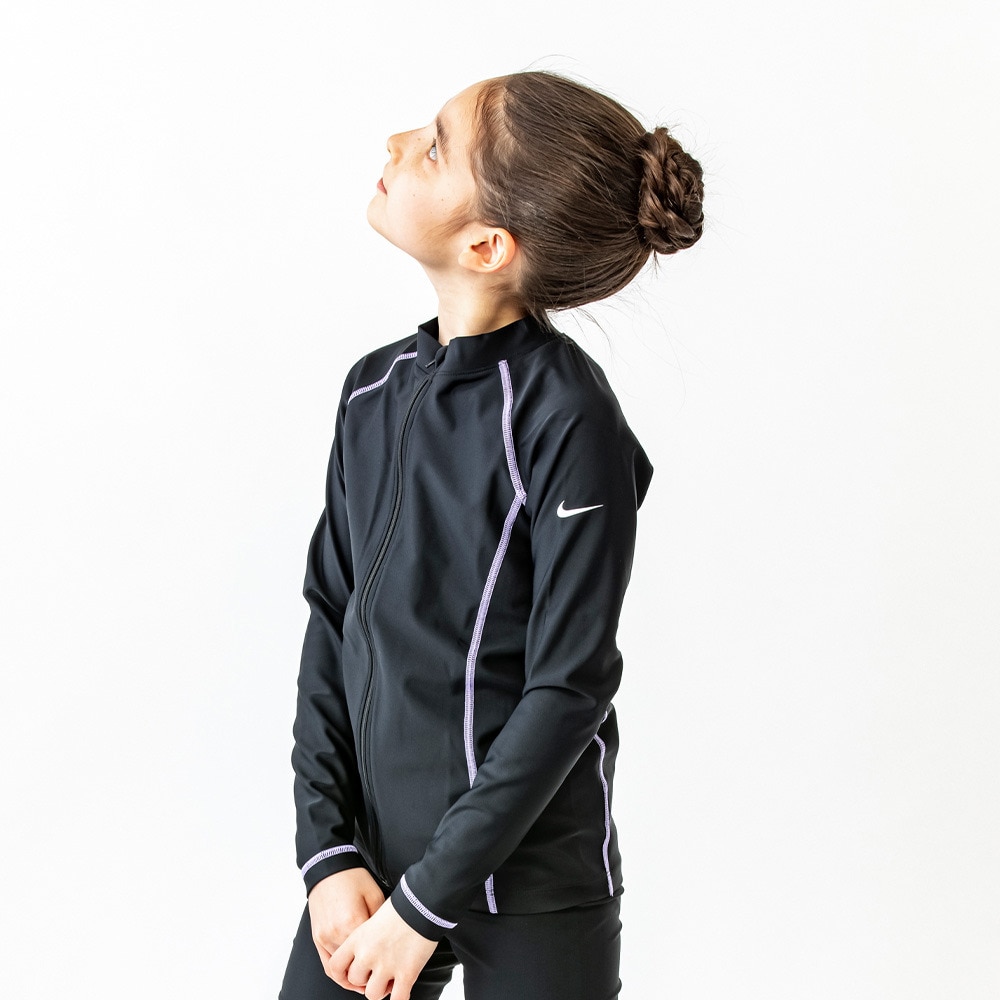 ナイキ（NIKE）（キッズ）スクール水着 ラッシュガード 長袖 フードなし 子供 女の子 ガールズ UVカット UPF50+ 紫外線対策 速乾 NIKE23SP 1991065-12