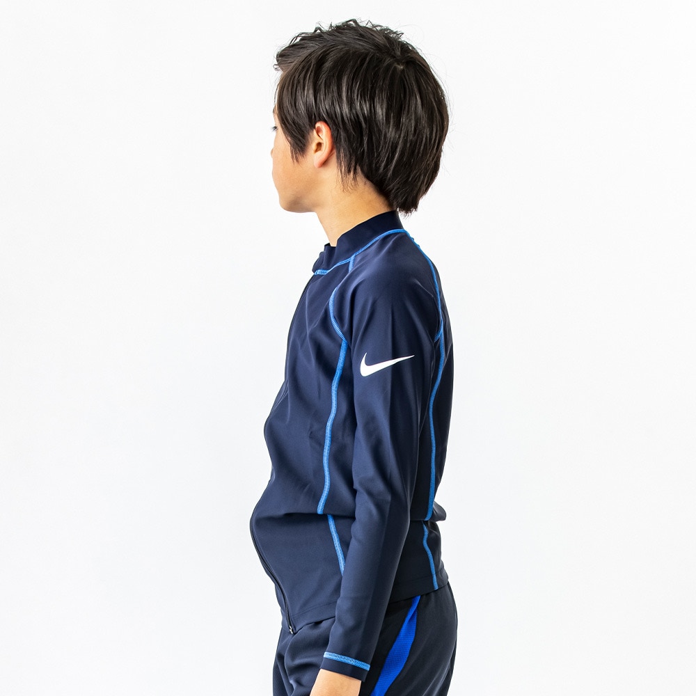 ナイキ（NIKE）（キッズ）スクール水着 ラッシュガード 長袖 フードなし 子供 男の子 ボーイズ UVカット UPF50+ 紫外線対策 速乾 NIKE23SP 1991072-10