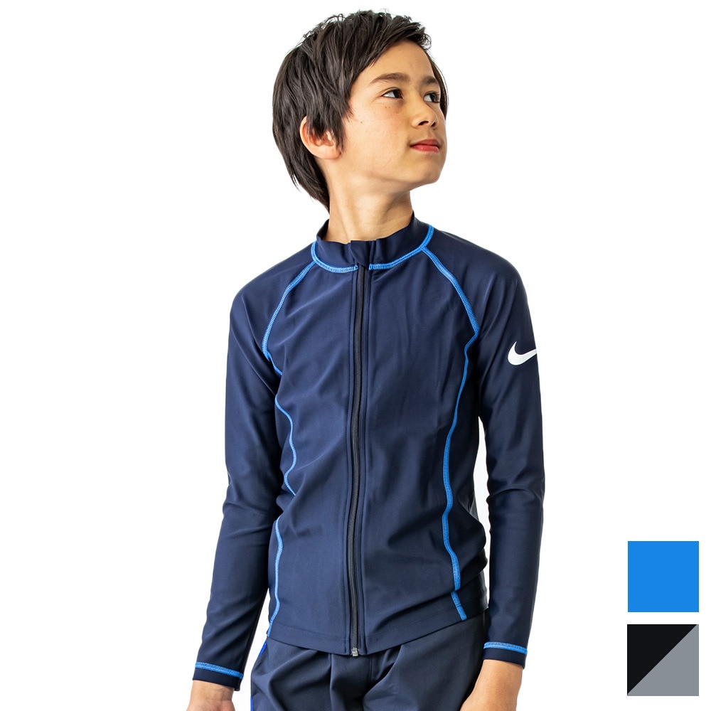 ナイキ（NIKE）（キッズ）スクール水着 ラッシュガード 長袖 フードなし 子供 男の子 ボーイズ UVカット UPF50+ 紫外線対策 速乾 NIKE23SP 1991072-18