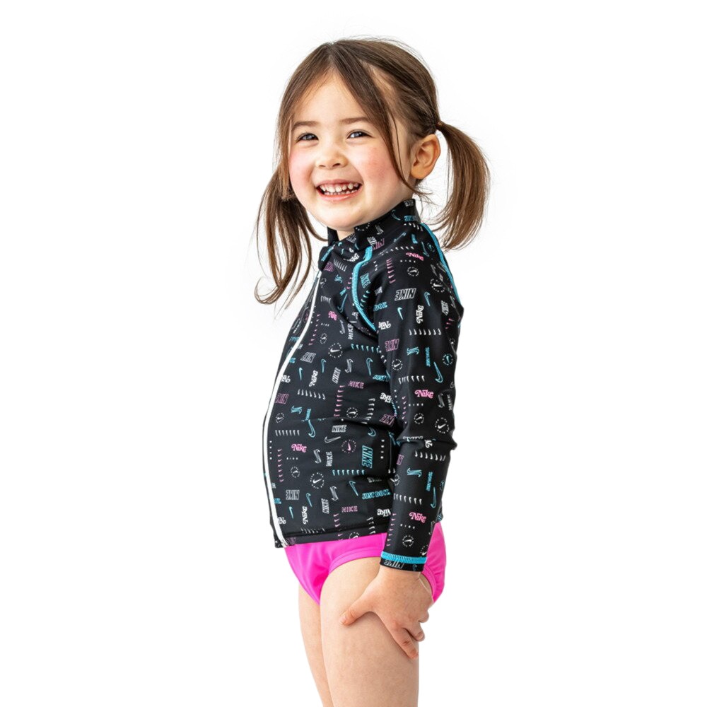 ナイキ（NIKE）（キッズ）水着 ラッシュガード 長袖 フルジップ 子供 女の子 ベビー UVカット UPF50+ 紫外線対策 トドラー 1991076-09 100 110 120