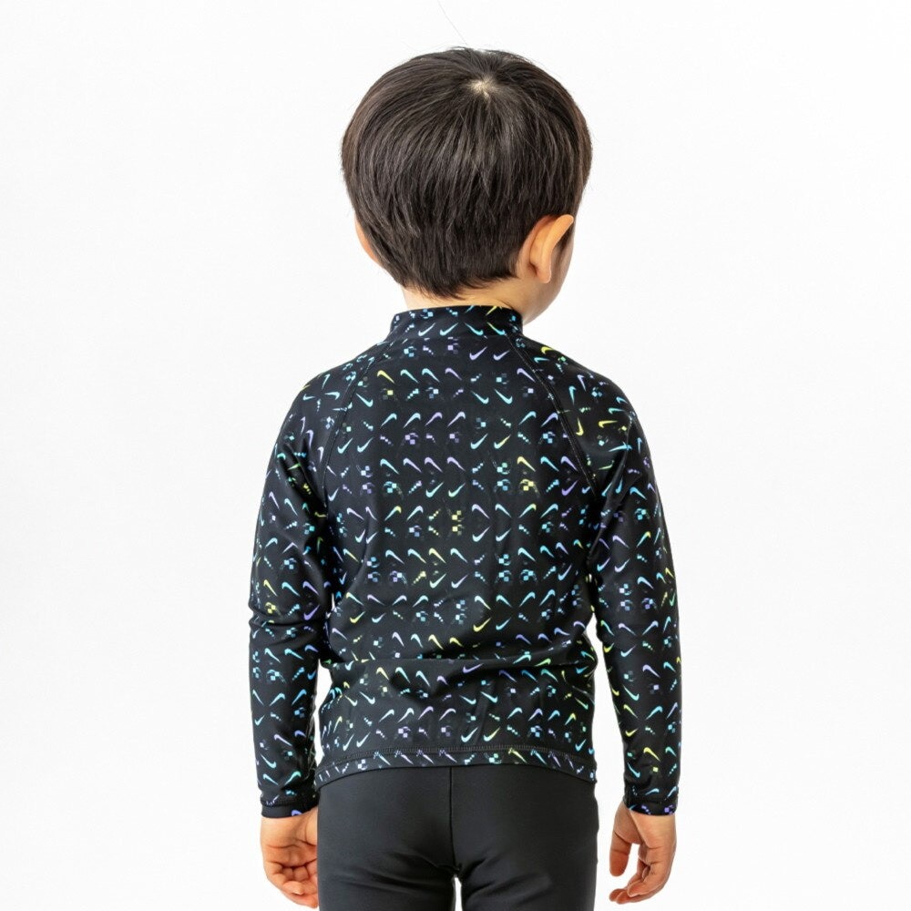 ナイキ（NIKE）（キッズ）ベビー トドラー 水着 ラッシュガード 長袖 パーカー 1991078-869 ブラック 100～120cm