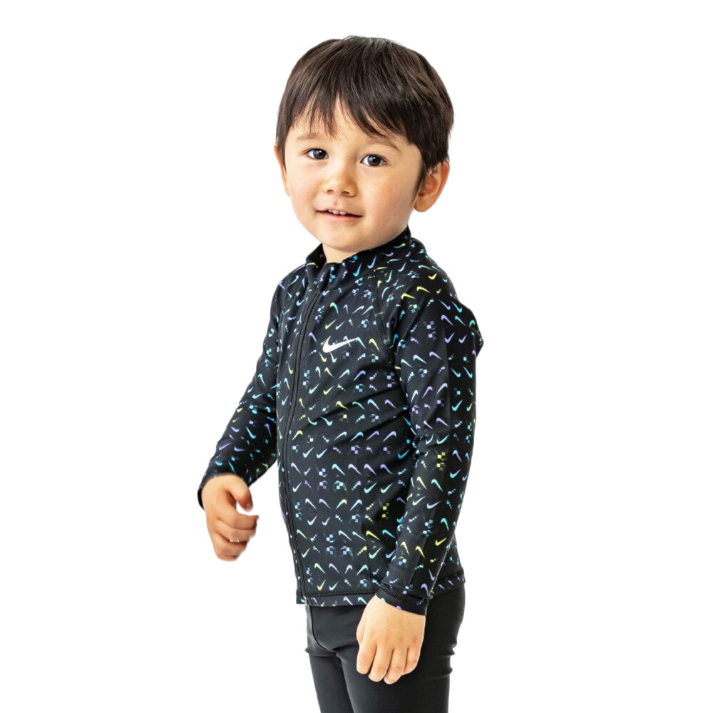 ナイキ（NIKE）（キッズ）ベビー トドラー 水着 ラッシュガード 長袖 パーカー 1991078-869 ブラック 100～120cm
