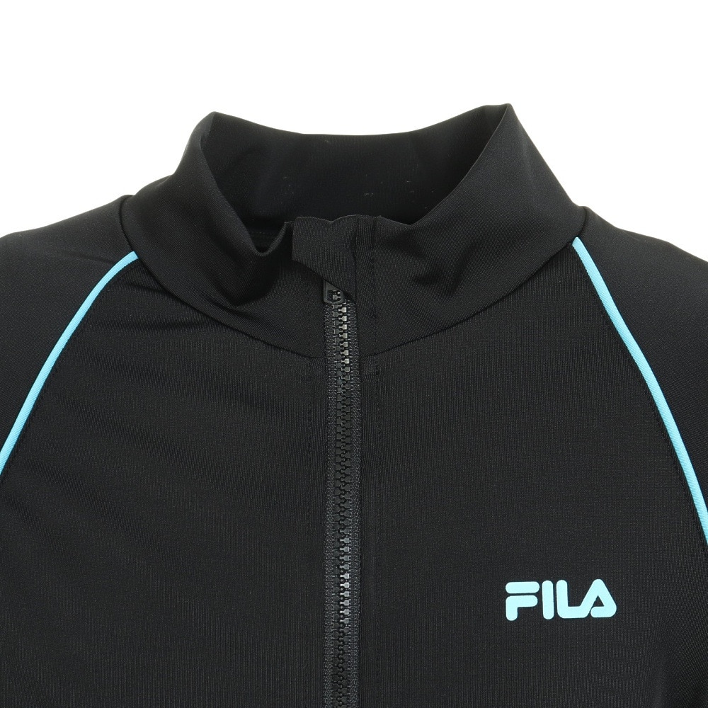 フィラ（FILA）（キッズ）ジュニア スクール水着 ラッシュガード 長袖 パーカー 128202BSA ブラック×サックス